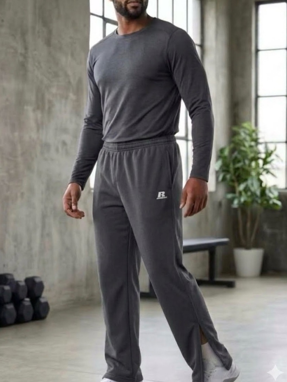 Russell Athletic Track Pants Sweatpant Grey Joggers Ankle Zippers NWT Size M